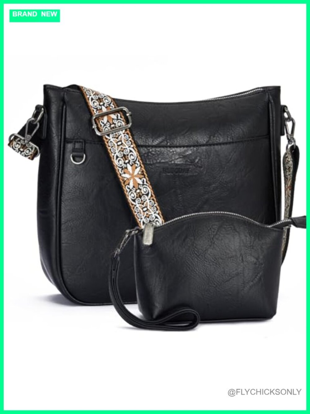 2PCS/Set Crossbody Bags for Women Vegan Leather Hobo Purses with Adjustable